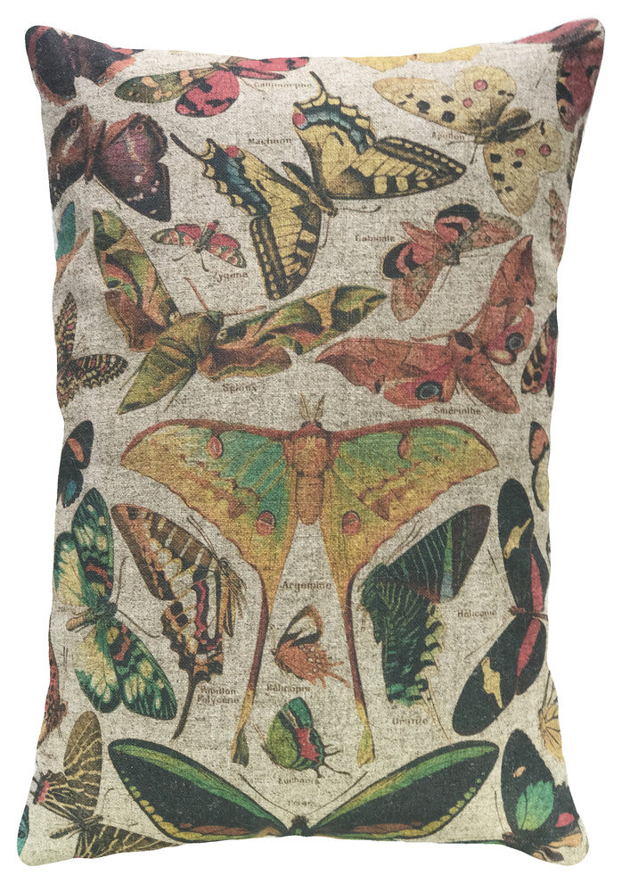 Butterfly Linen Pillow, 18"x12"