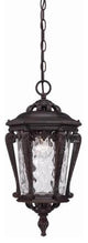 19" Tall Bronze Outdoor Hanging Lantern-Light, Clear Hammered Water Glass