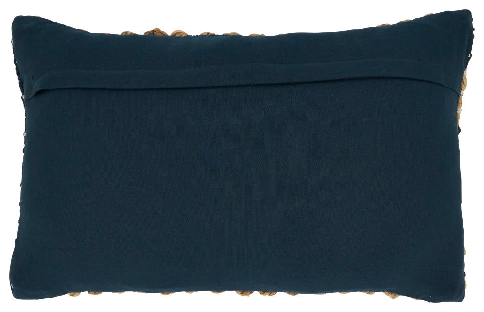 Rope Throw Pillow, Navy Blue, 12"x20", Poly Filled