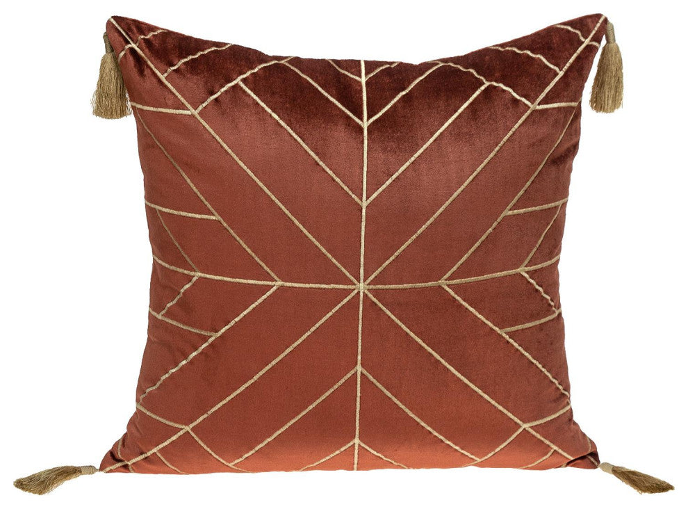 Parkland Collection Zella Burnt Orange Throw Pillow, Square