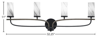 Monterey 4-Light Bath Bar, Matte Black & Painted Distressed, Onyx Swirl