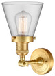 Small Cone 1 Light Sconce, Satin Gold, Clear