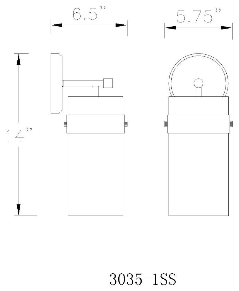 Zlite 3035-1SS-MB 1-Light Wall Sconce, Clear