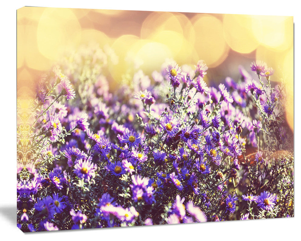 Purple Little Wild Flowers, Floral Canvas Art Print, 20"x12"