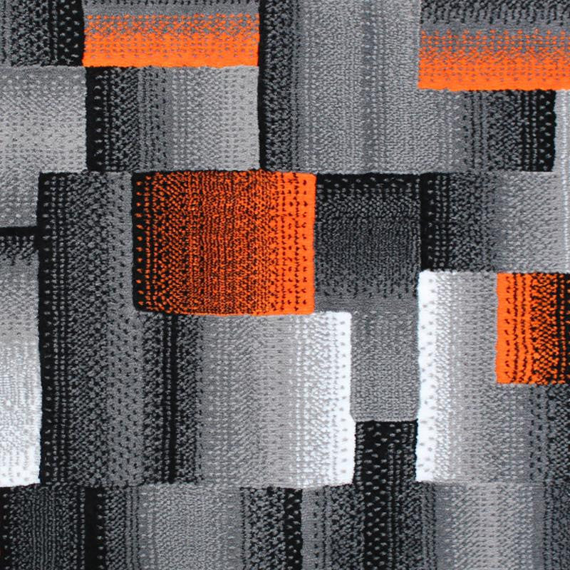 Elio Collection Color Blocked Area Rug, Orange, 2' X 3'