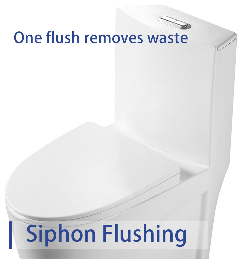 1.28 GPM White One-Piece Elongated Toilet,Soft Close Seat Included