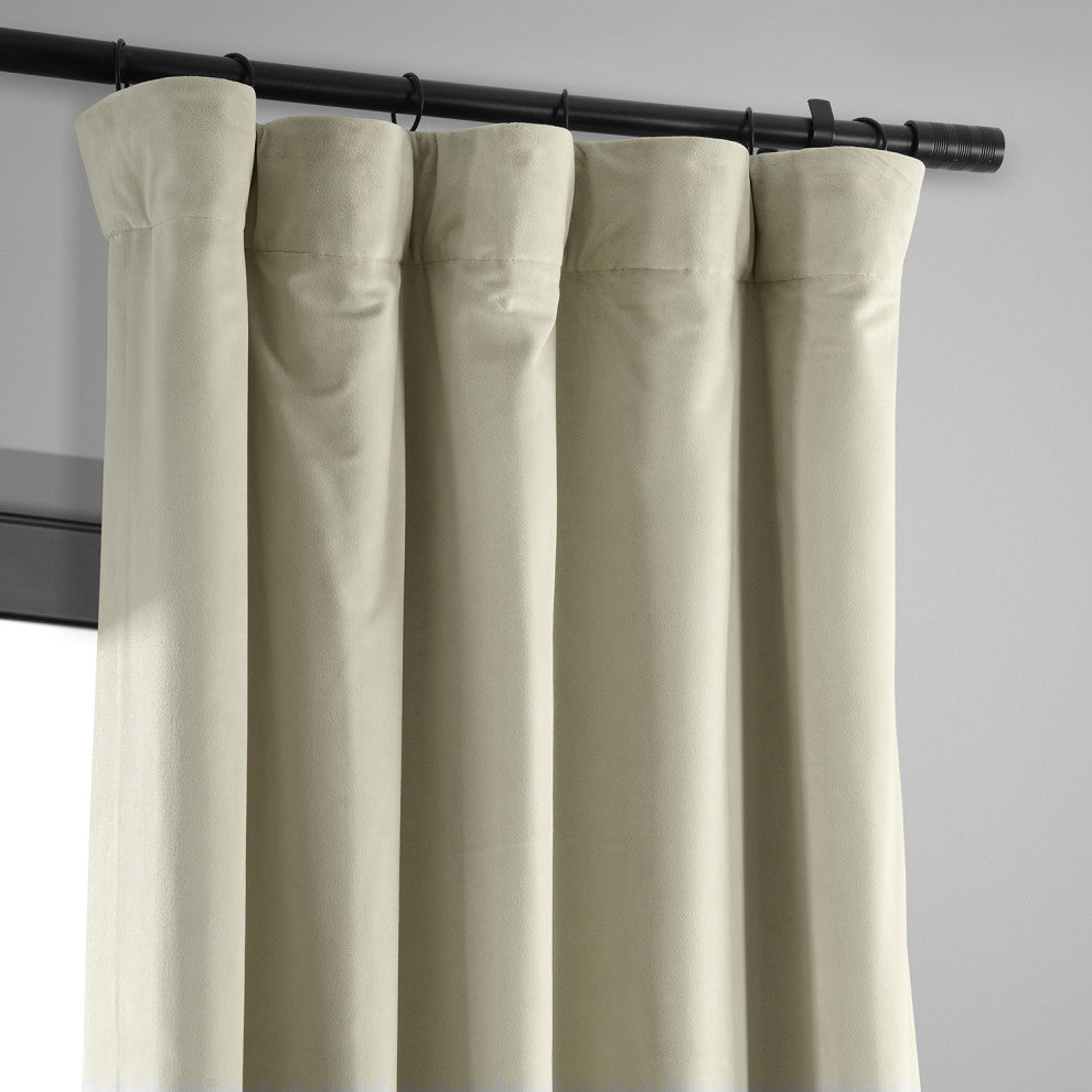 Signature Blackout Velvet Curtain Single Panel, Cool Beige, 50"x108"