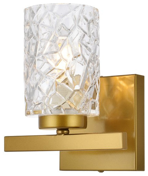 Conor 1-Light Bath Sconce, Brass With Clear Shade