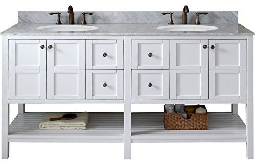 Winterfell 72" Double Bathroom Vanity Set, White With Mirror