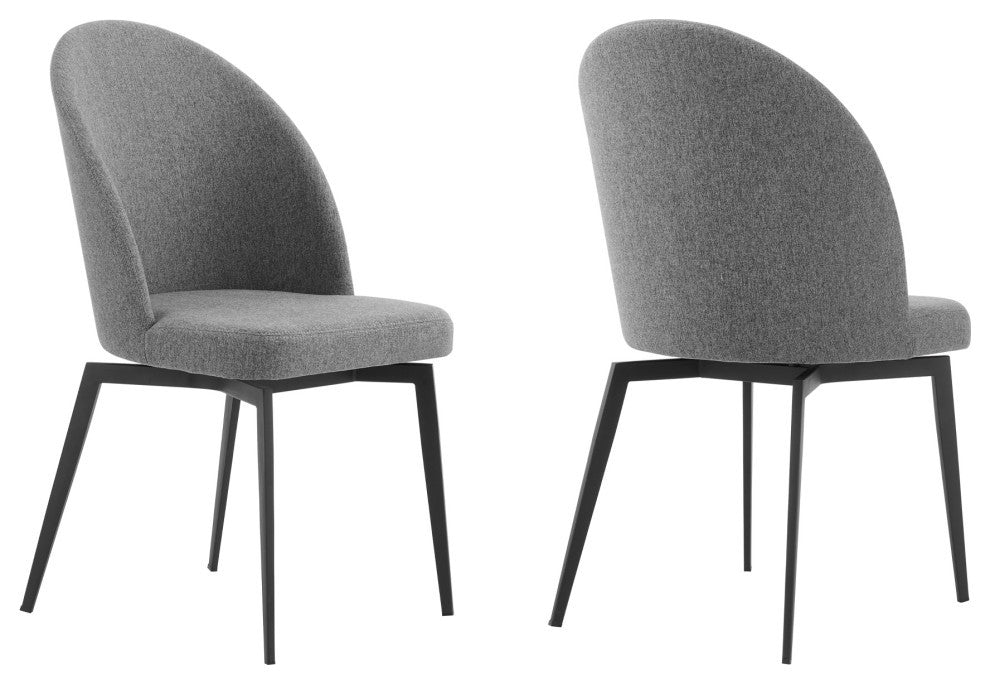 Sunny Swivel Gray Fabric and Metal Dining Room Chairs, Set of 2
