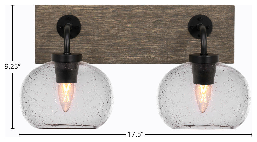 Oxbridge, Bath Bar, Matte Black & Painted Distressed Metal, 7" Clear Bubble