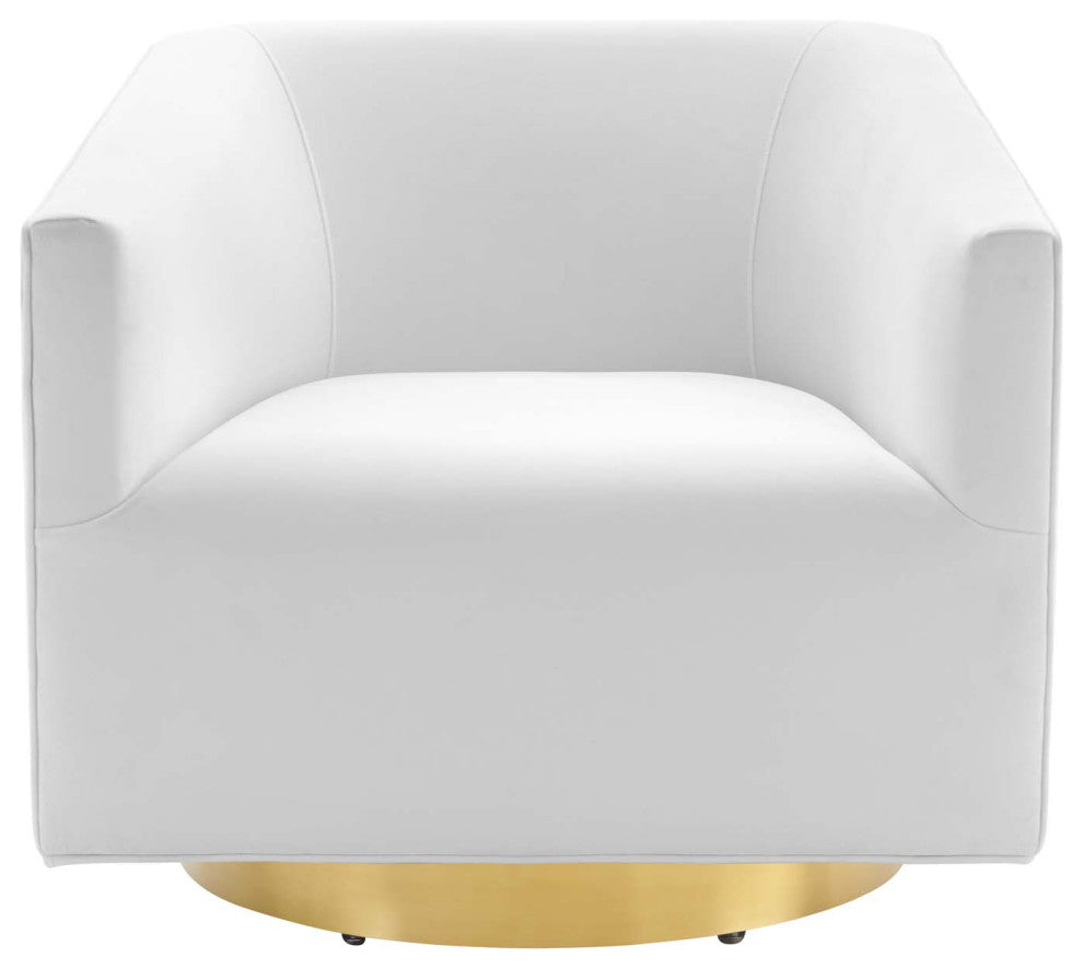 Twist Accent Lounge Performance Velvet Swivel Chair, Gold White