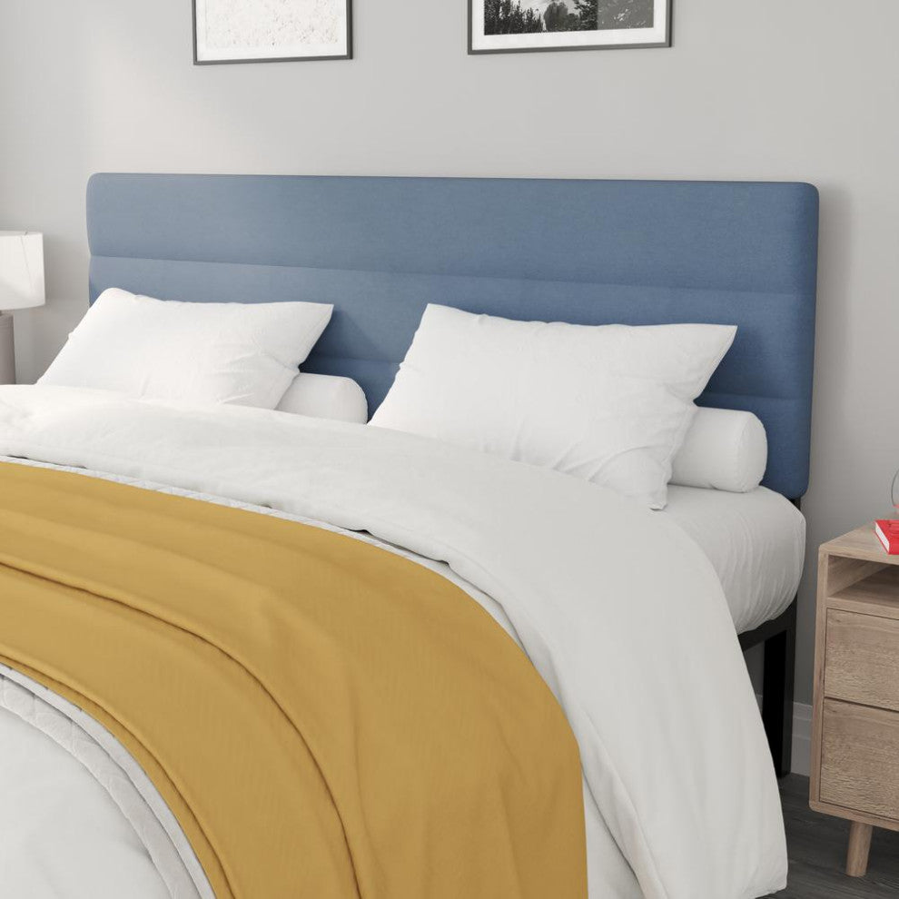 Paxton Stitched Upholstered Adjustable Height Headboard, Blue, King