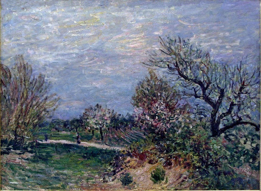 Alfred Sisley Border of the Woods, Gallery Wrapped Canvas Print, 21"x28"