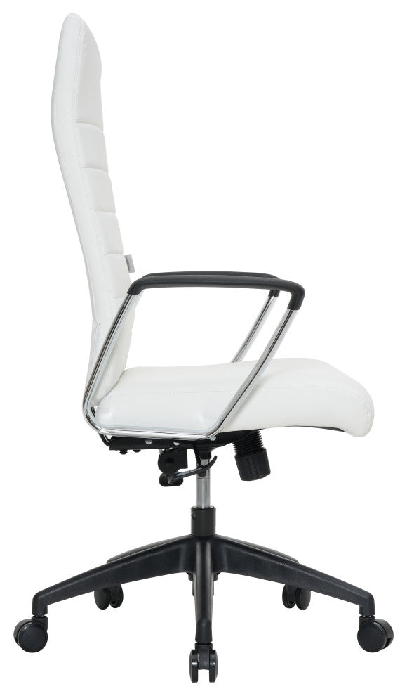LeisureMod Hilton Modern High Back Leather Conference Office Chair, White