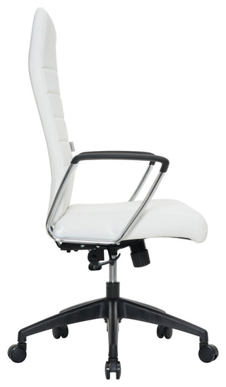 LeisureMod Hilton Modern High Back Leather Conference Office Chair, White