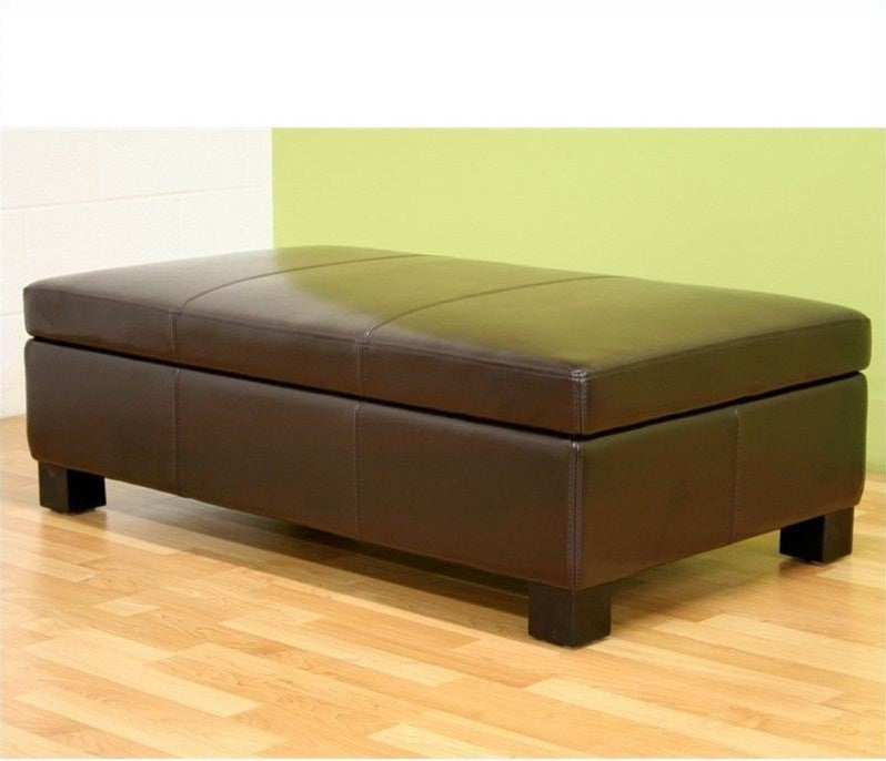 Gallo Dark Brown Leather Storage Ottoman