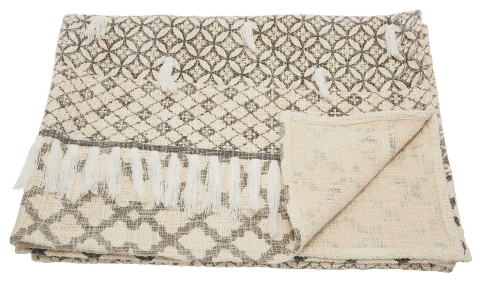 Mina Victory BX089 Throw Blanket, Natural, 50" x 60"