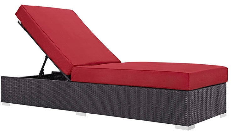 Modway Convene Outdoor Patio Chaise Lounge, Espresso Red