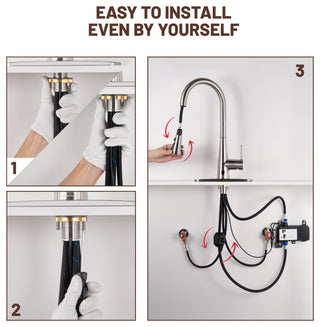Single Handle Pull Down Sprayer Kitchen Faucet with Touchless Sensor, Brushed Nickel