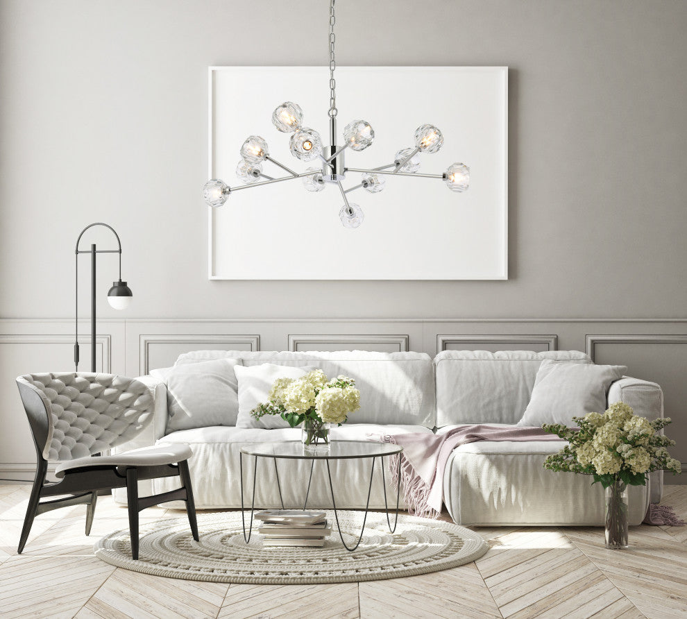 12 Light Pendant, Chrome