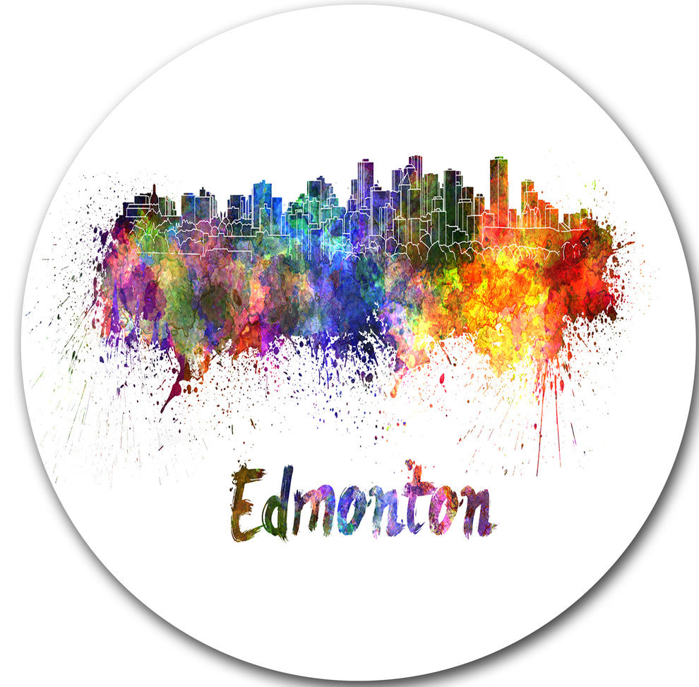 Edmonton Skyline, Cityscape Round Wall Art, 36"