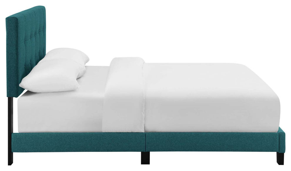 Amira Queen Upholstered Fabric Bed, Teal