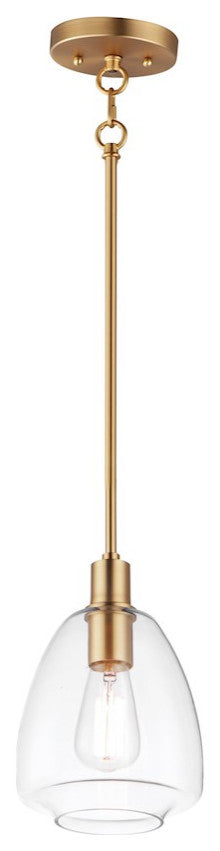 Maxim Lighting Babylon 7.25" 1-Light Pendant, Satin Brass/Clear, 11112CLSBR