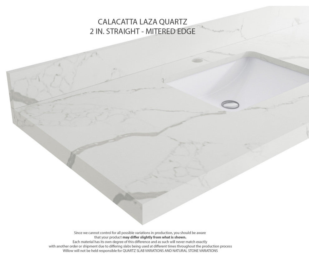 Cambridge 36" Right Offset Bath Vanity in Evergreen 2" Calacatta Laza