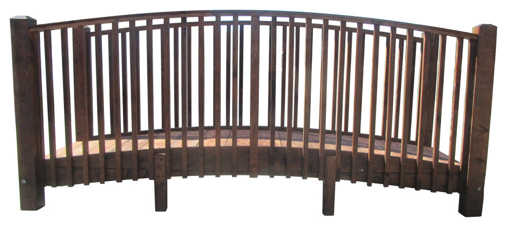 12 ft Commercial Grade Wood Garden Bridge With High Rails