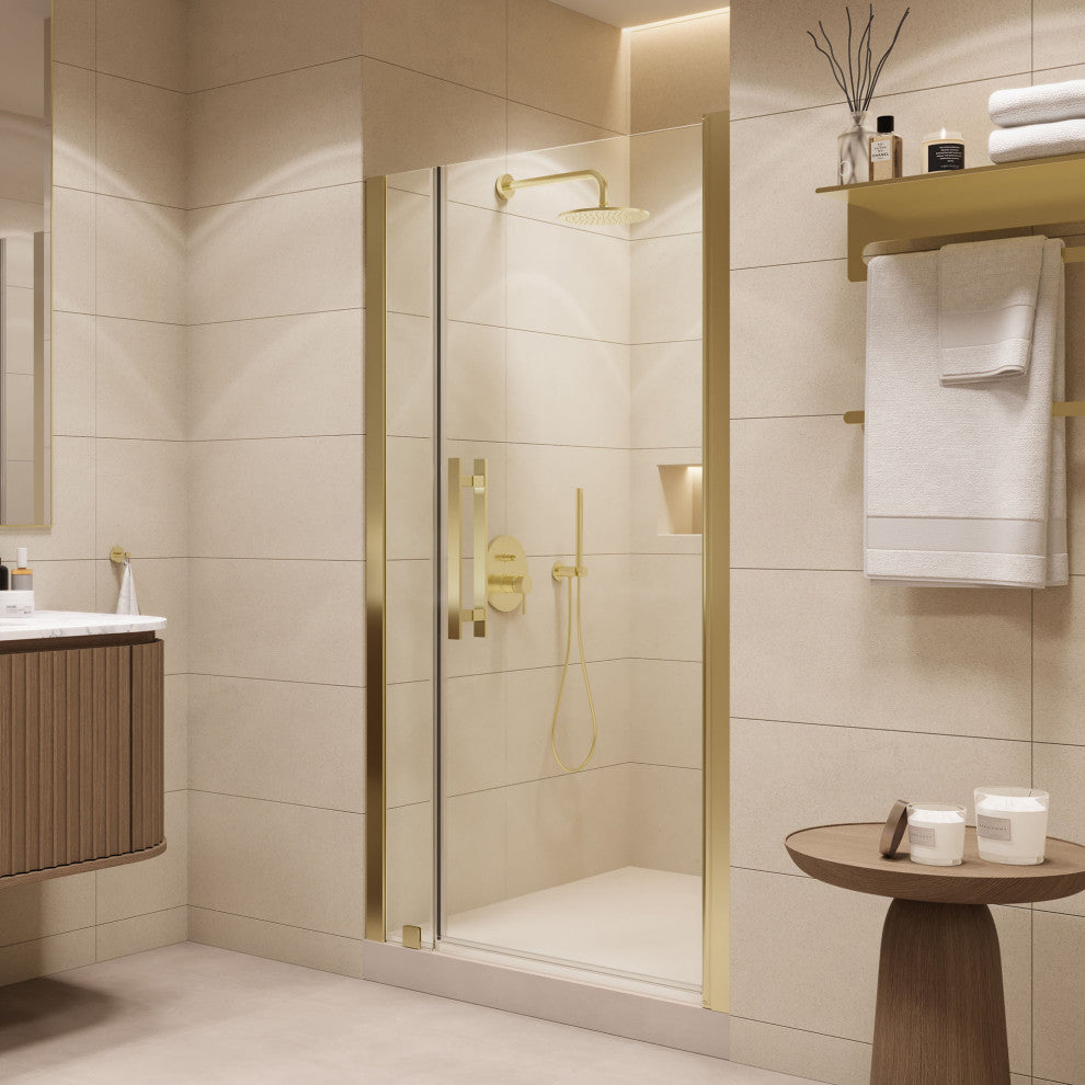 Pasadena 37 3/8-39 3/8"Wx72"H Alcove Pivot Shower Door Brushed Gold