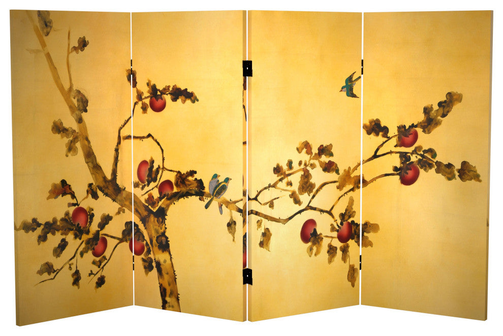 3' Tall Double Sided Birds on Plum Tree Canvas Room Divider