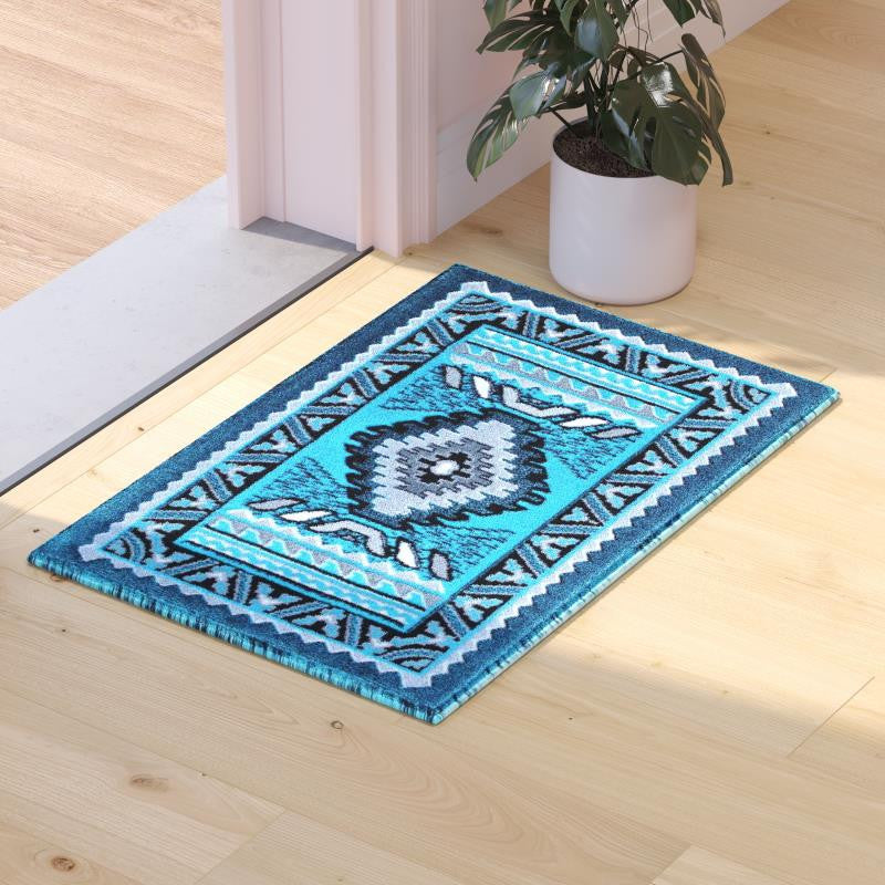 Ventana Collection Southwest Area Rug, Turquoise, 2' X 3'