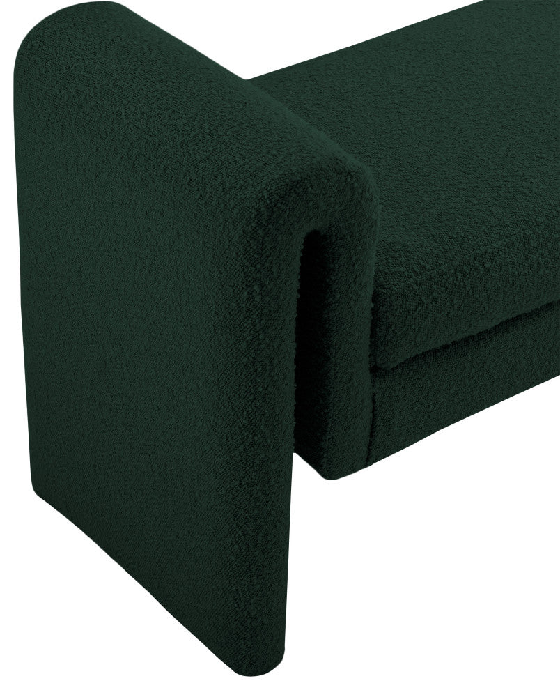 Stylus Boucle Fabric Upholstered Bench, Green, 31.5" Wide