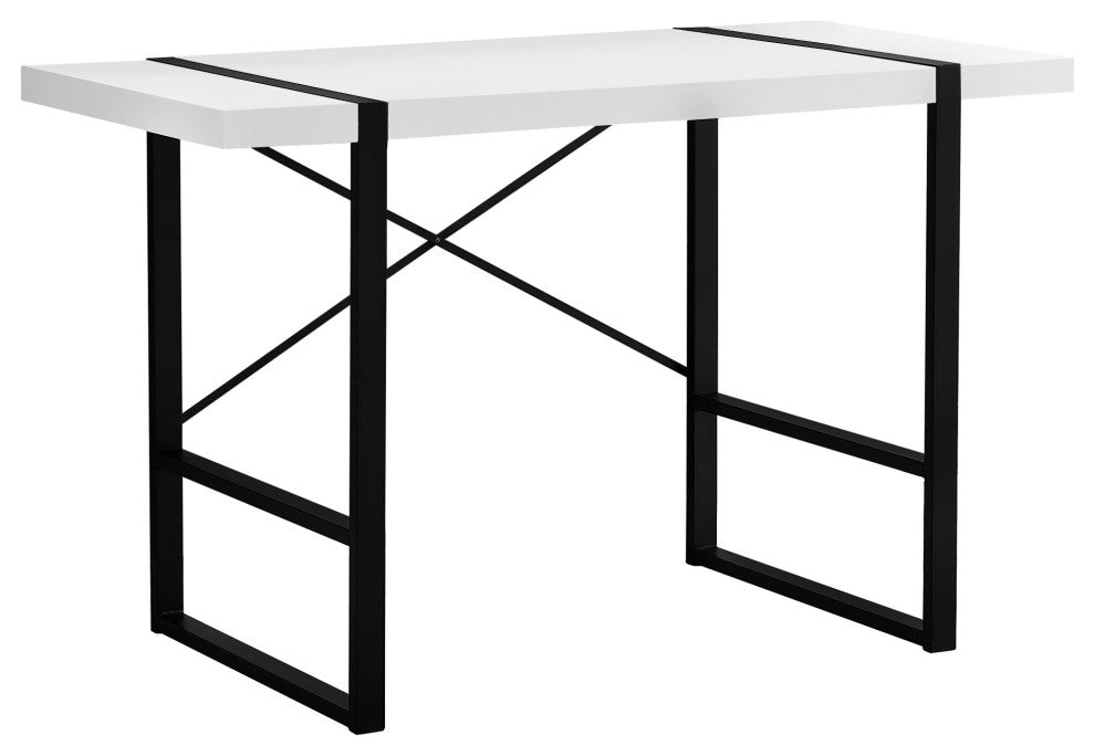 Computer Desk Home Office Laptop 48"L Work Metal Laminate White Black