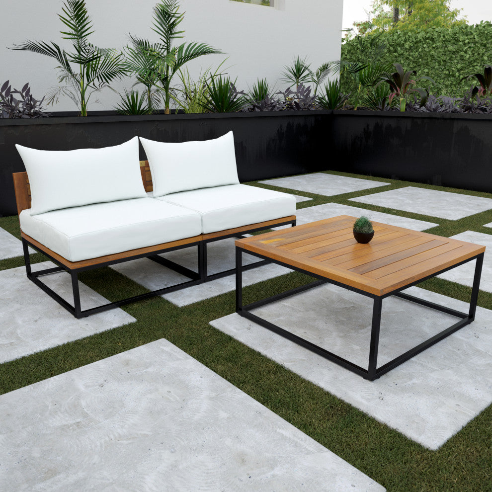 Amara Outdoor Coffee Table and Modular Loveseat Set 2-Piece