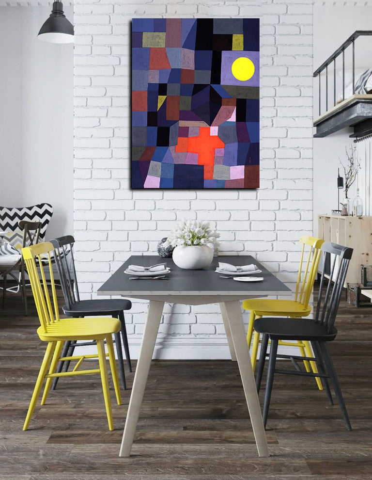 Epic Graffiti "Fire at Full Moon" by Paul Klee Giclee Canvas Wall Art, 18"x24"