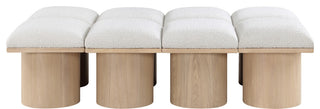 Pavilion Boucle Fabric Upholstered 8-Piece Modular Bench, Cream, Natural Finish