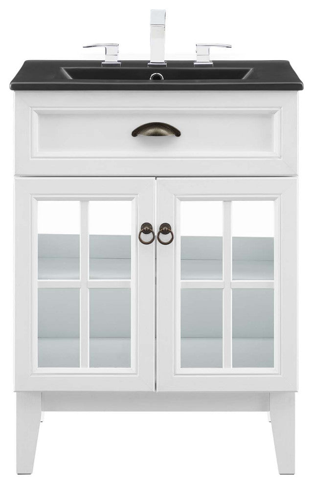 Isle 24" Bathroom Vanity Cabinet White Black -5476