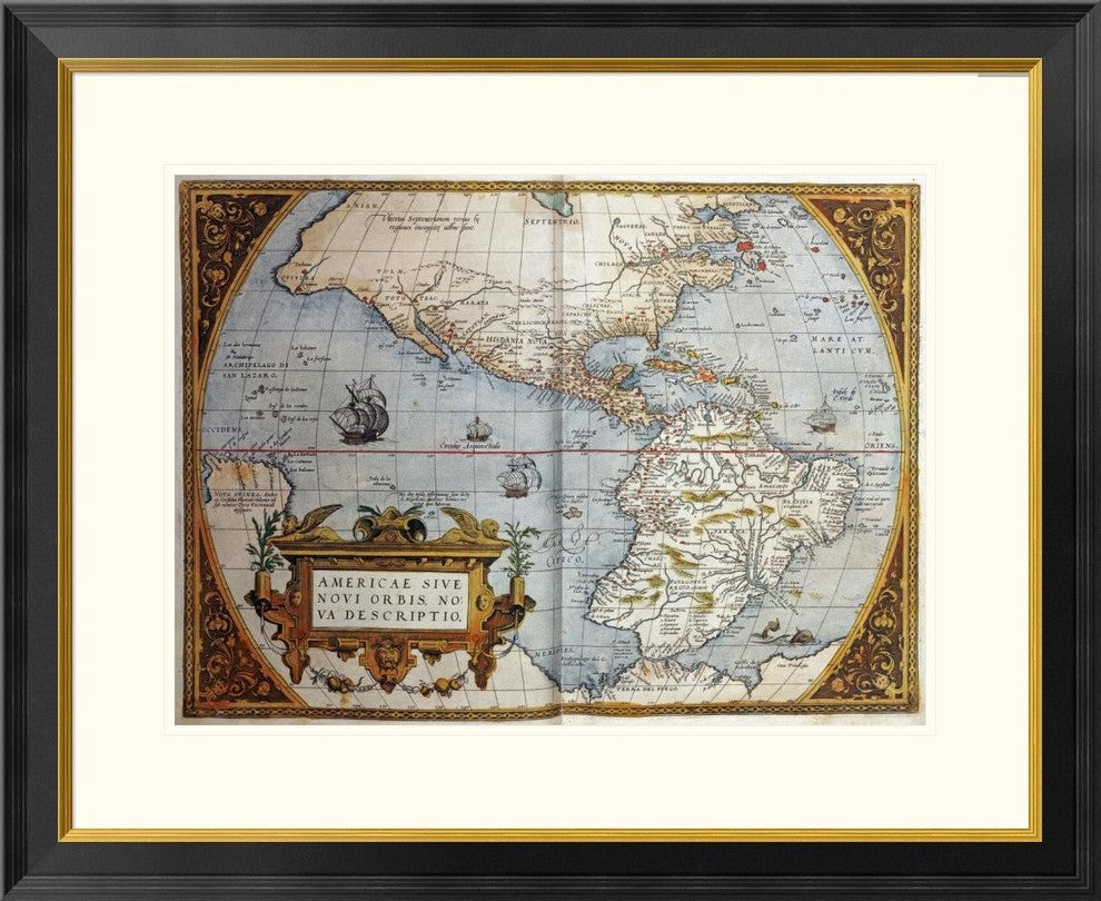 "Map of America From Theatrum Orbis Terrarum"  by Abraham Ortelius, 32x26"