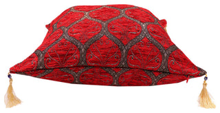 Trellis Myrtus Chenille Decorative Contemporary Turkish Pillow, Red
