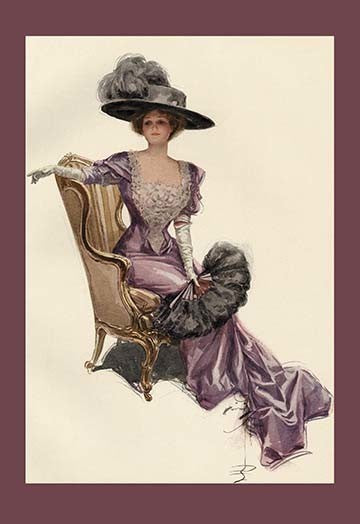 Woman with Ostrich Fan- Gallery Wrapped Canvas Art 28" x 42"