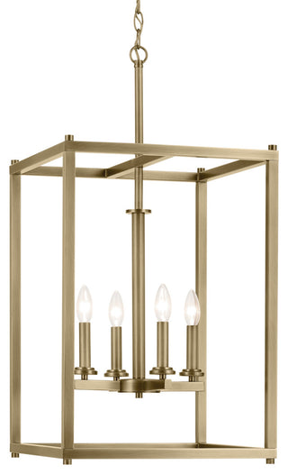 Crosby 31" 4-Light Foyer Pendant With Clear Glass, Natural Brass