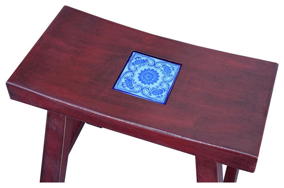 Handmade Blue White Porcelain Art Top Brick Red Single Seat Stool Hcs7356