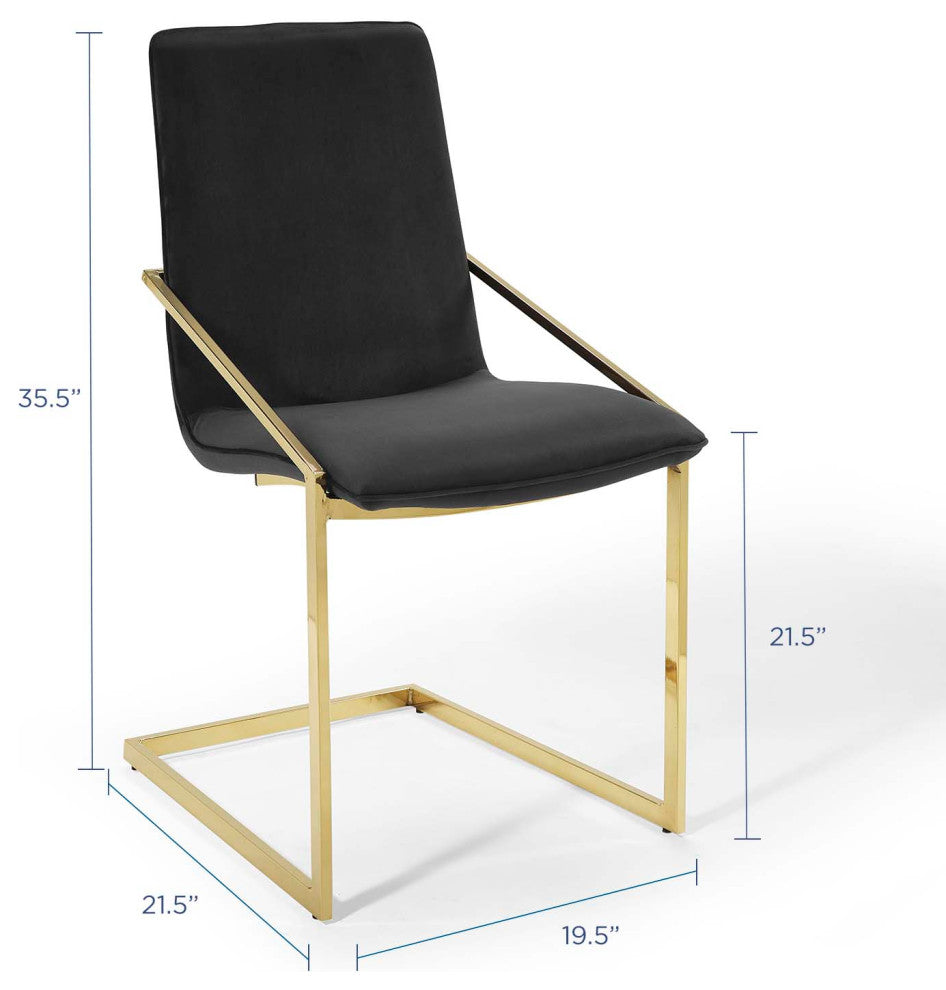 Pitch Performance Velvet Dining Armchair Gold Black