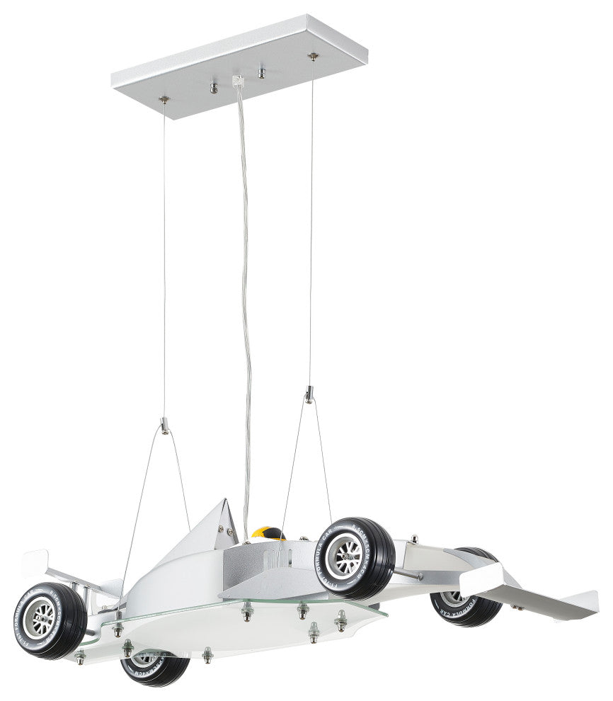 Silver Race Car Driver Light With Frosted Glass