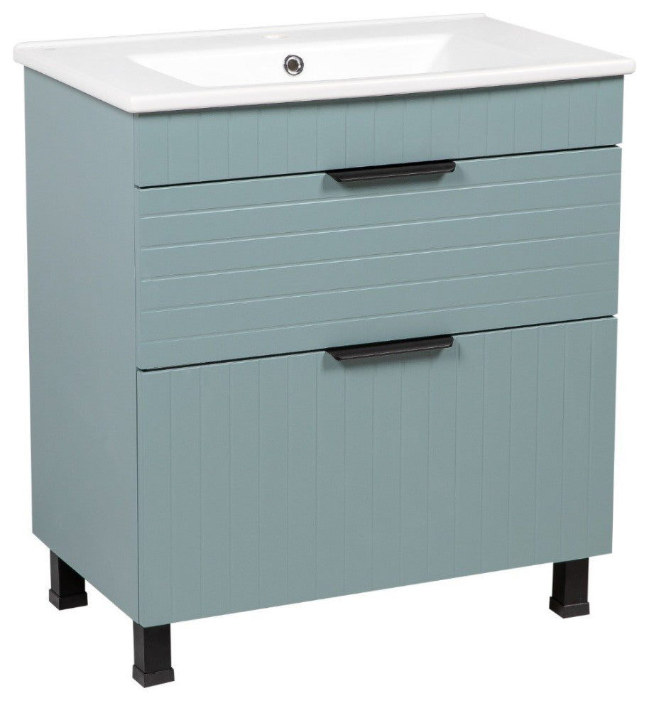 Modern Free Standing Bathroom Vanity | Trevi Light Green Matte 26"