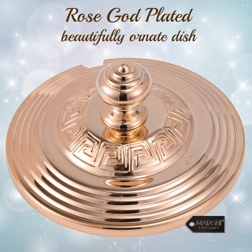 Rose Gold Sugar Bowl Honey Dish Candy Dish Glass Bowl Crystal Studded Spoon