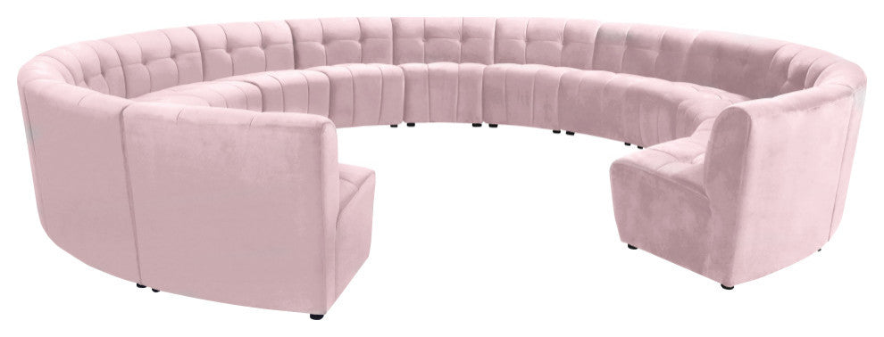 Limitless Velvet Upholstered 14-Piece Modular Sectional, Pink