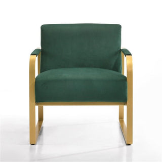 Omax Decor Mason Steel/Velvet Upholstered Lounge Accent Chair in Green/Gold